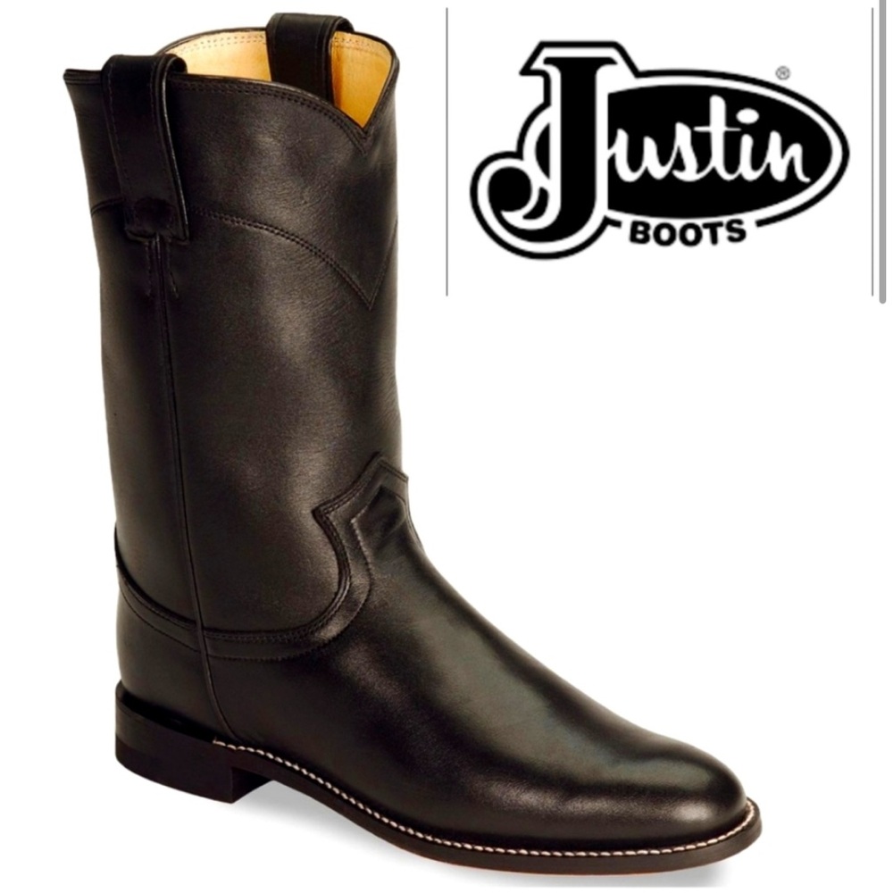 Justin Boots Men's Black Leather Western Boots